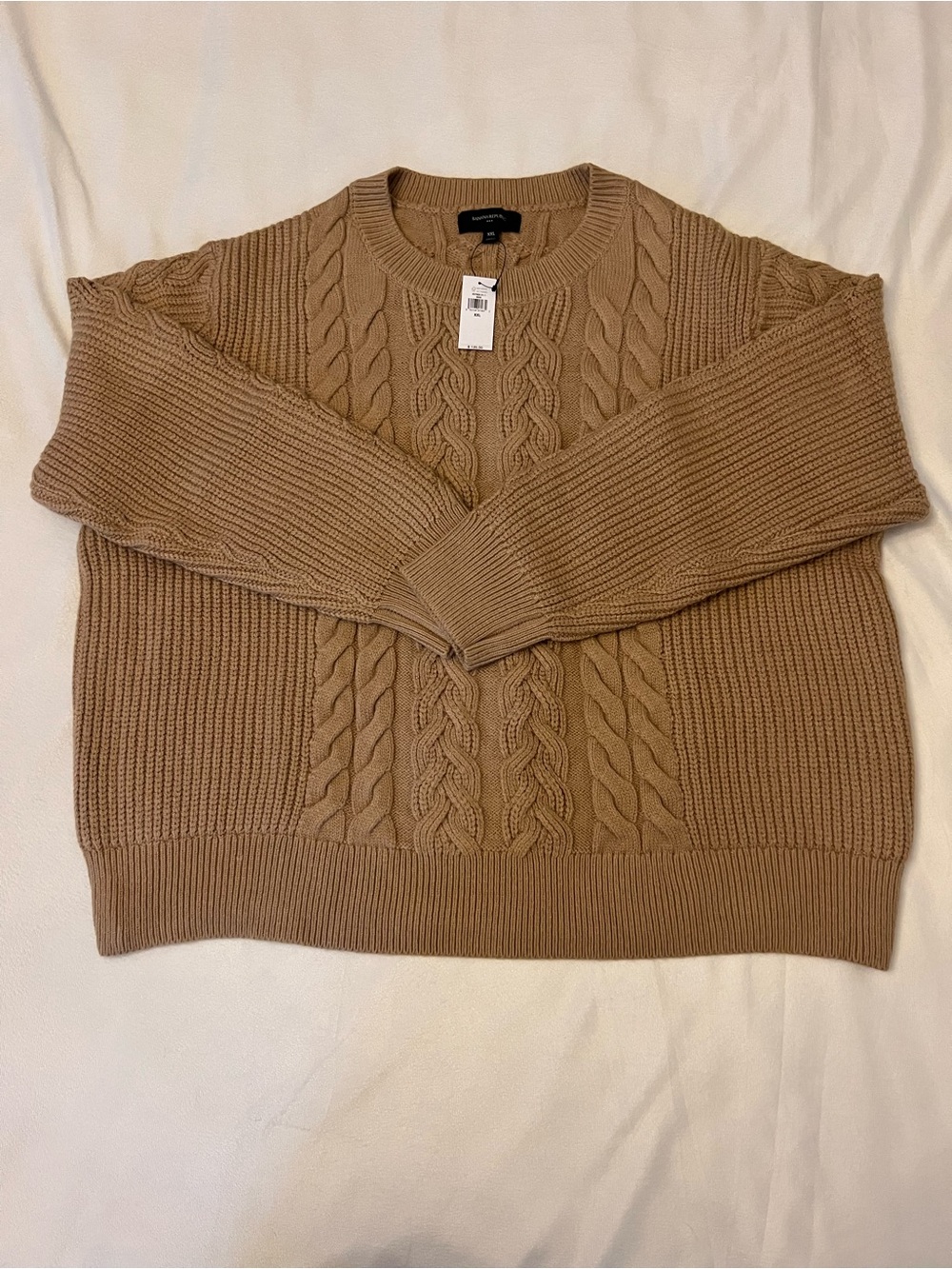 Banana Republic Women's Cable Knit Crewneck Sweater - Camel Brown - Picture 2 of 6